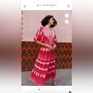 Oliphant NWT dress Flirty V Neck Maxi in Soleil Red (looks more pink in person)